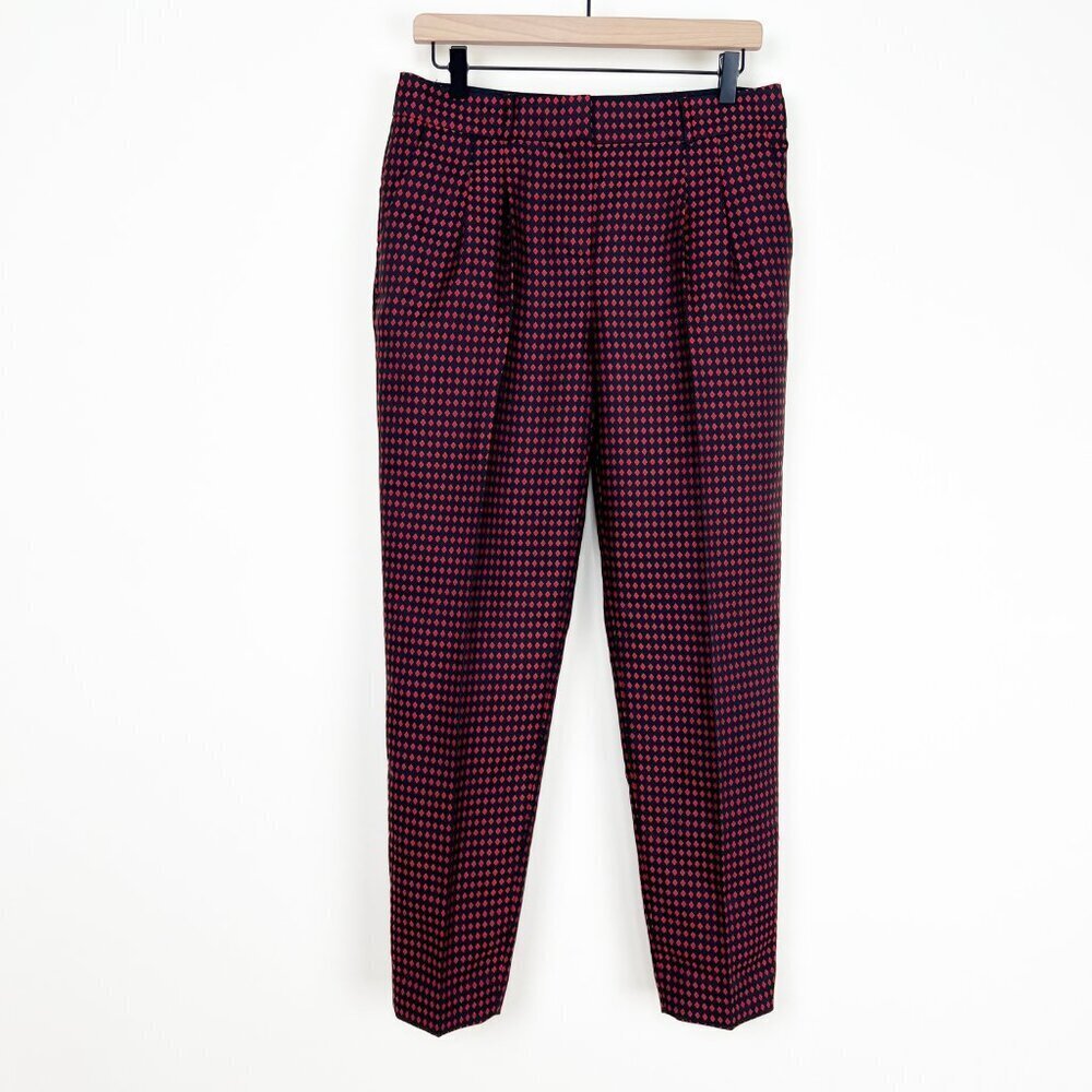 Kate Spade Avery Jacquard Pleated Cropped Trousers Harlequin Diamond Print Pants